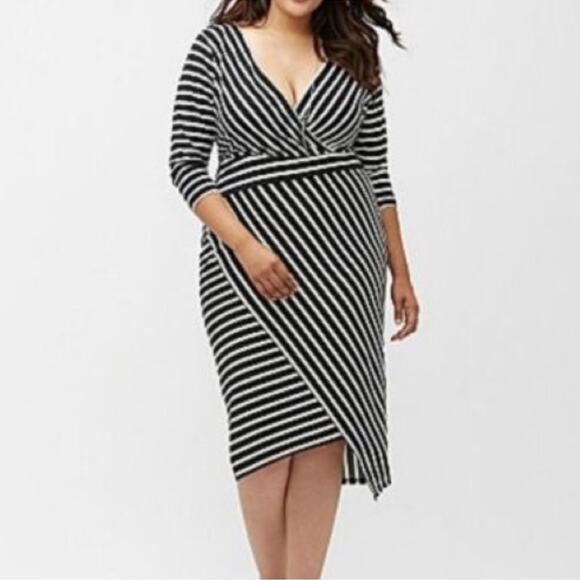 Lane Bryant Striped Faux Wrap Dress NWOT 18/20 - Picture 1 of 10